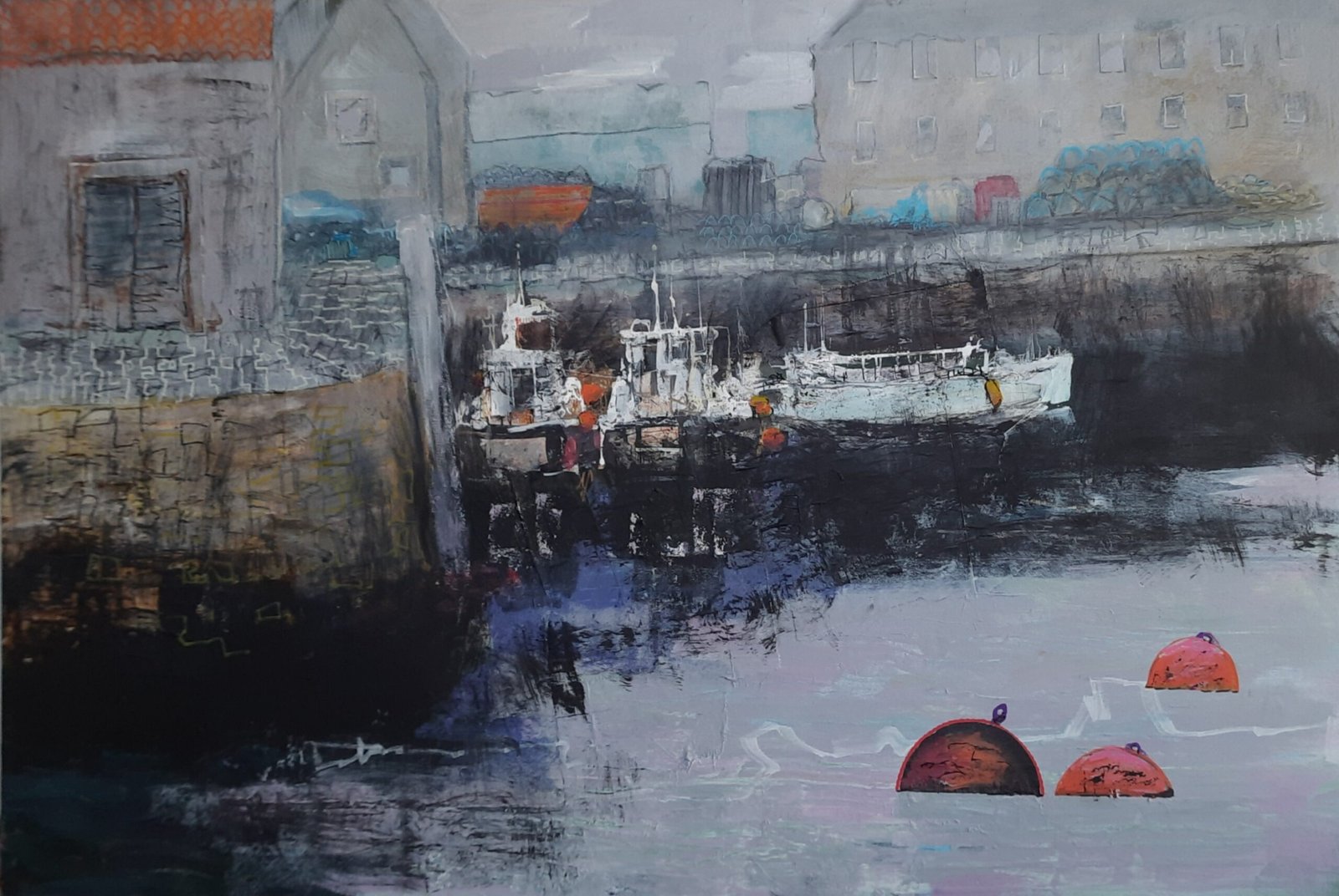 A painting of Dunbar harbour. 